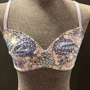 Kindly Yours Women 34D Lavender Floral‎ T-shirt Wireless Racerback Convert Bra